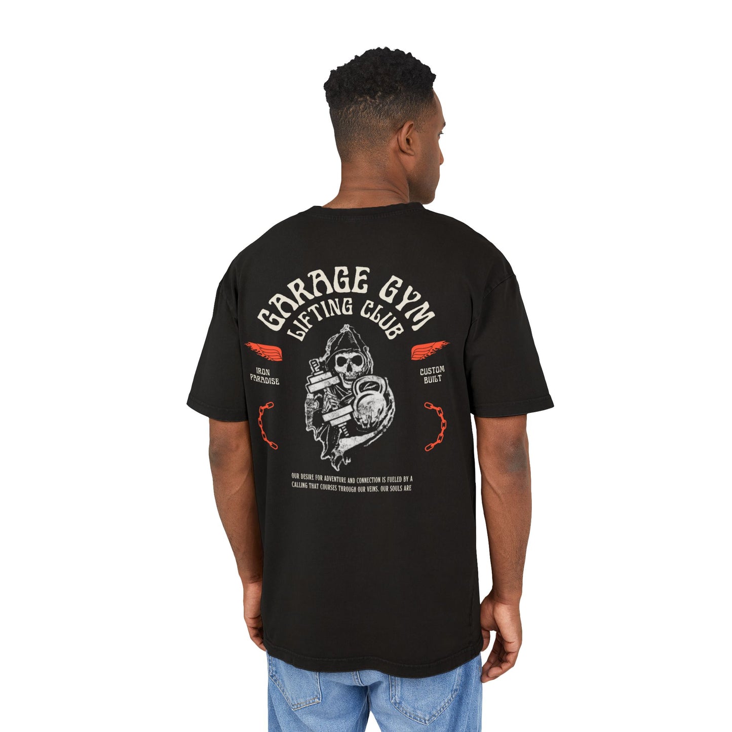 Garage Gym Lifting Club Acid Washed Oversize Tee